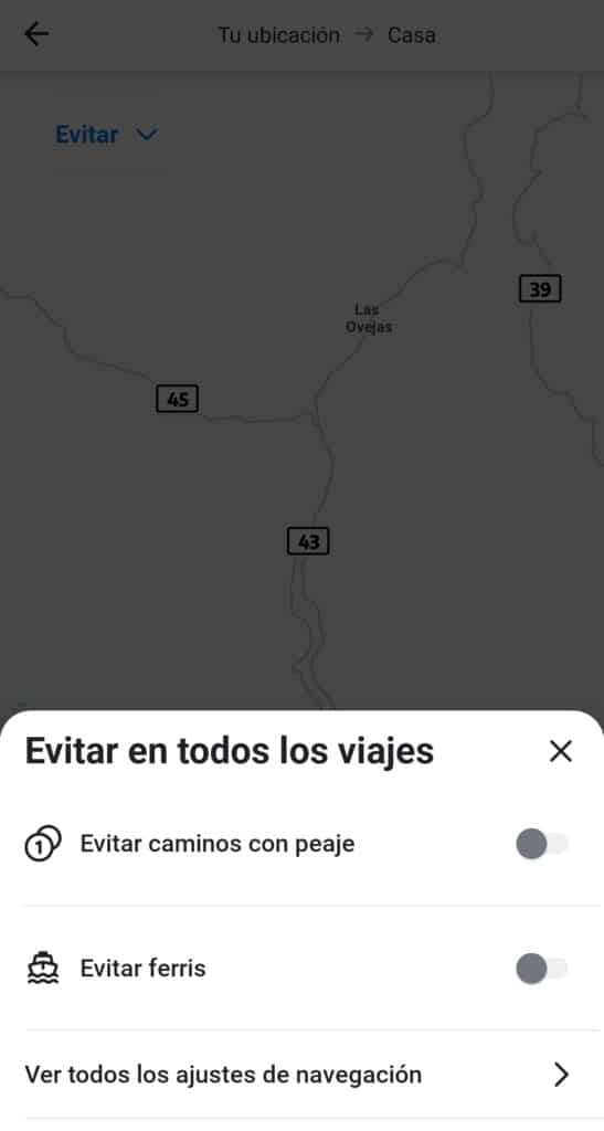 En esta imagen se muestra una captura de Waze, donde vemos la opción "evitar".
