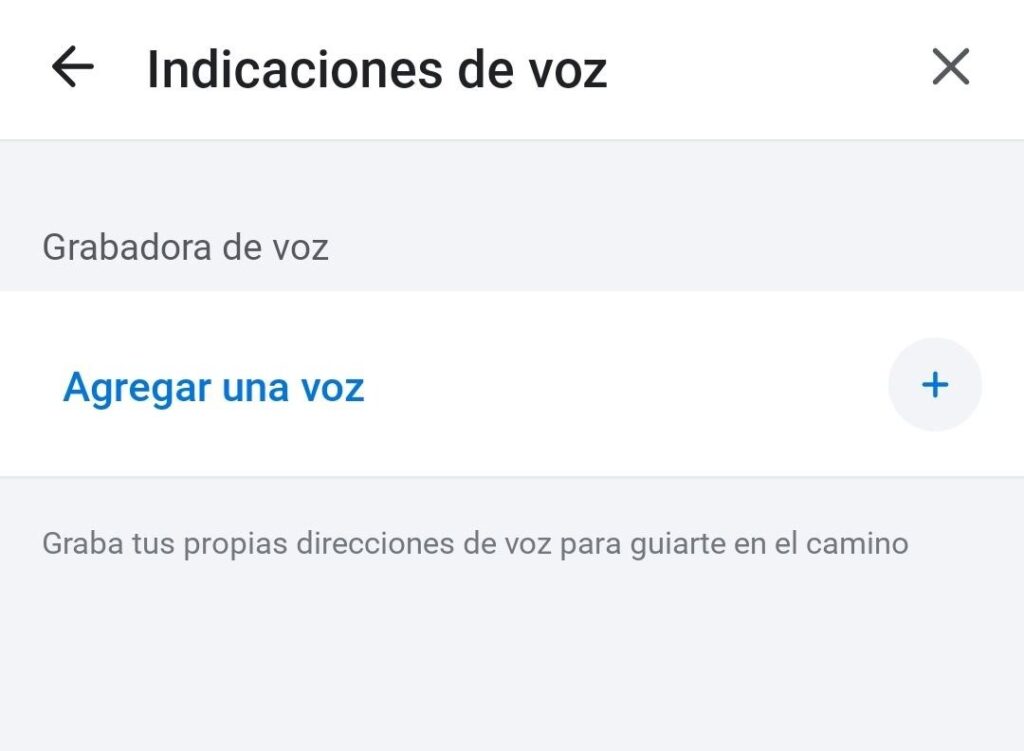 Captura de la función "Grabadora de voz" de la aplicación Waze.